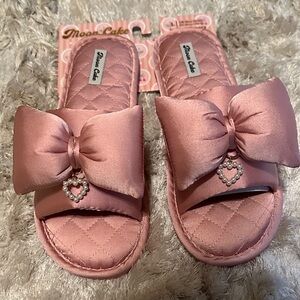 Moon cake Pink Bow Slide Slippers